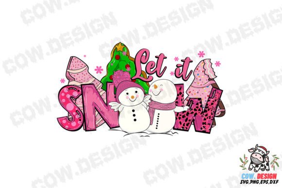 Let It Snow Pink Snowman Christmas Tree